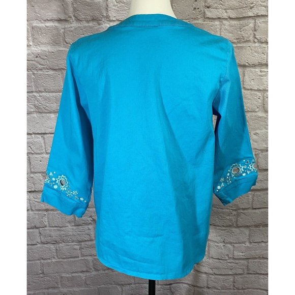 Bob Mackie Cut Out Jacket Womens Small Turquoise Blue Silver Wearable Art 9428 - Picture 8 of 10